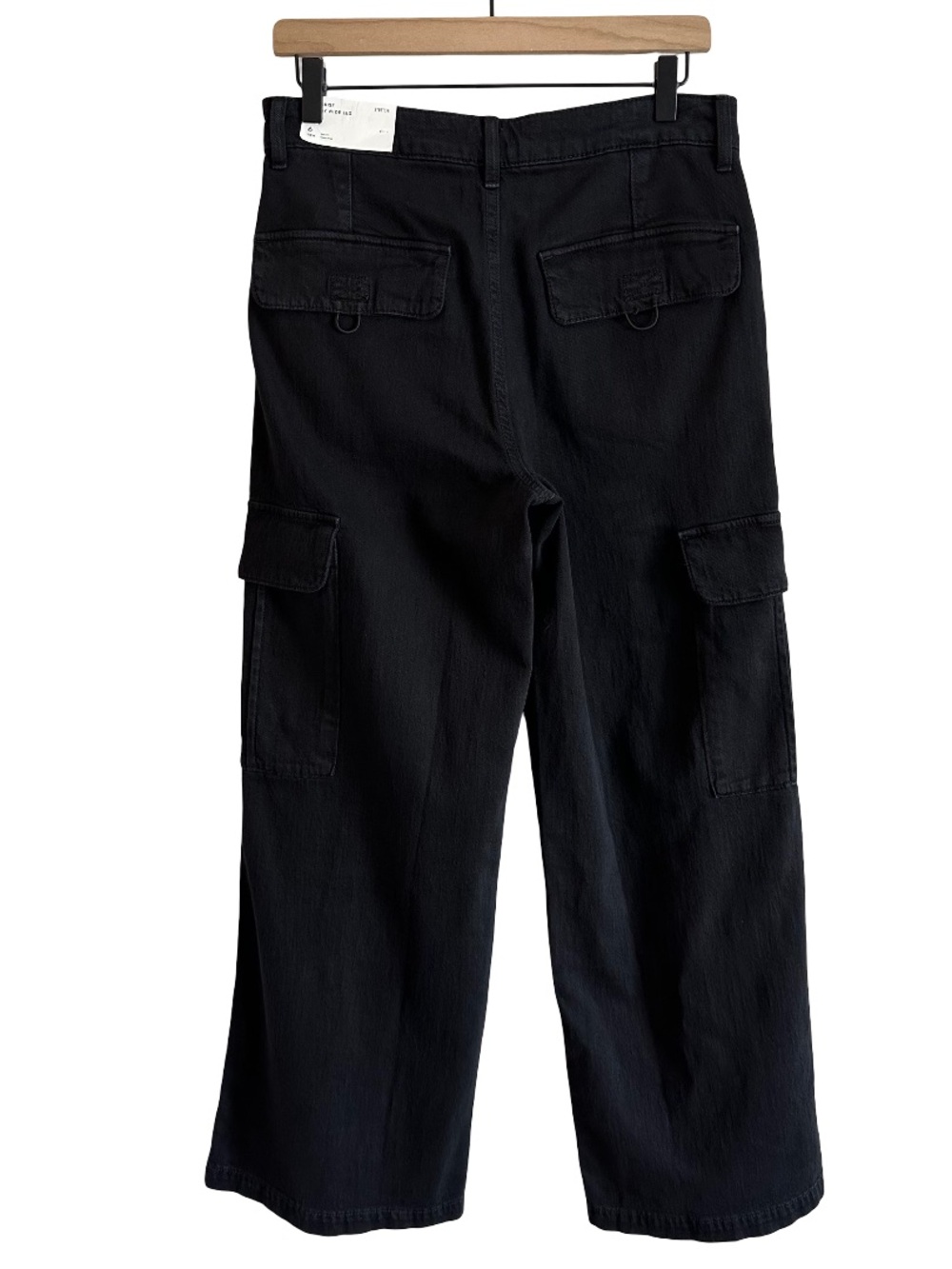 NWT American Eagle High Rise Baggy Wide Leg Cargo Jeans Stretch Black 6 Short - Picture 3 of 9